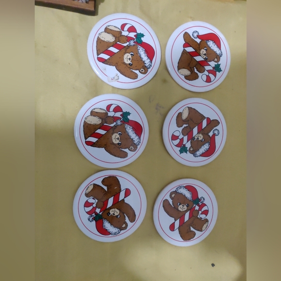 VINTAGE 1988 HOUSE of LLOYD TEDDY BEAR CHRISTMAS COASTER SET - Picture 2 of 5